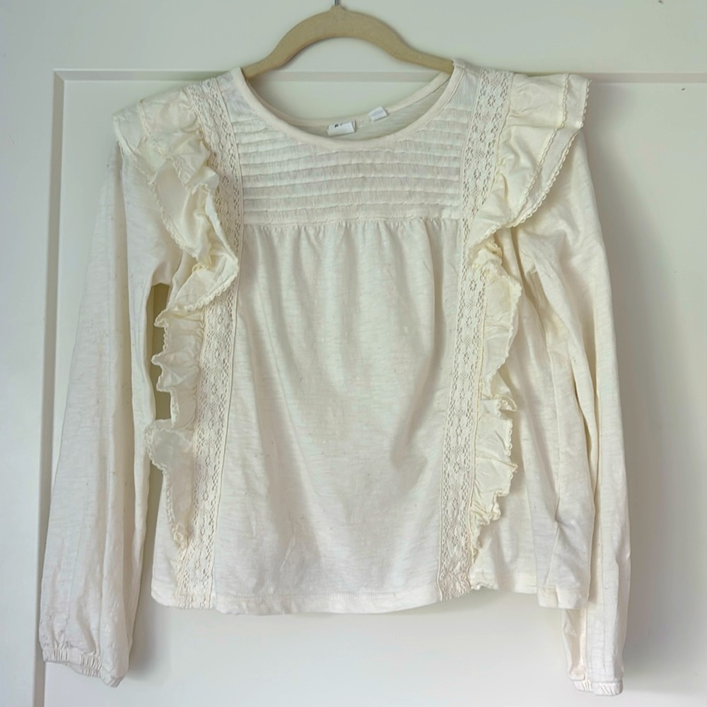 Gap Kids cream detailed long sleeve shirt